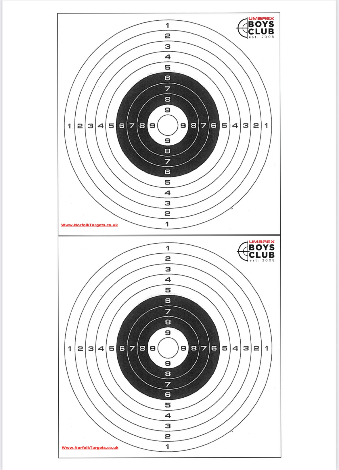 UBC 14x14cm targets